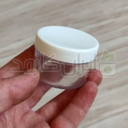 ظرف کرم 30گرمی تک جداره شفاف کریستالی با درب سفید