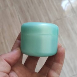 ظرف کرم 50گرمی سبزآبی دو جداره با درب پوش